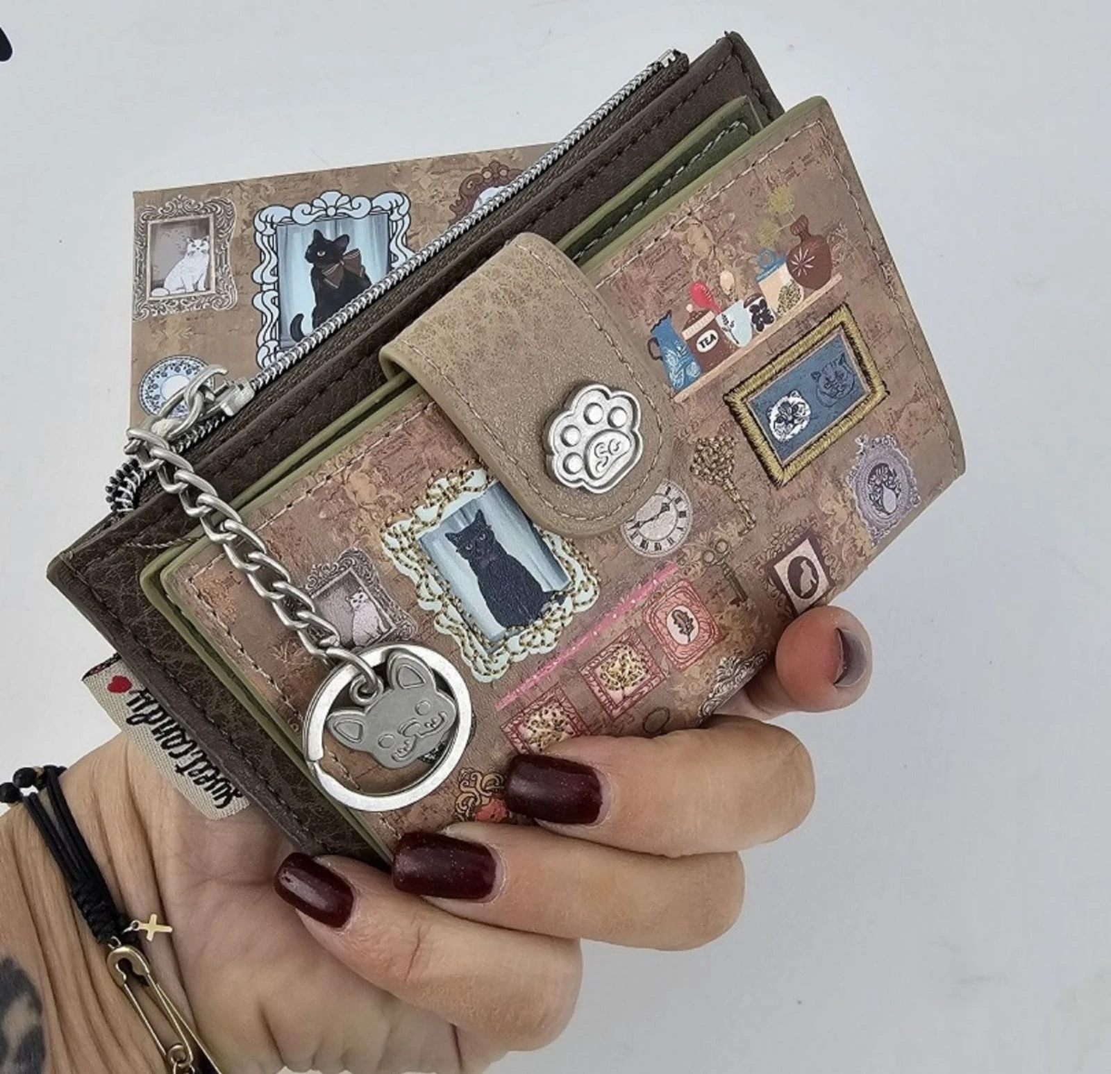Billetero monedero Sweet Candy Gatos marrón 🤎